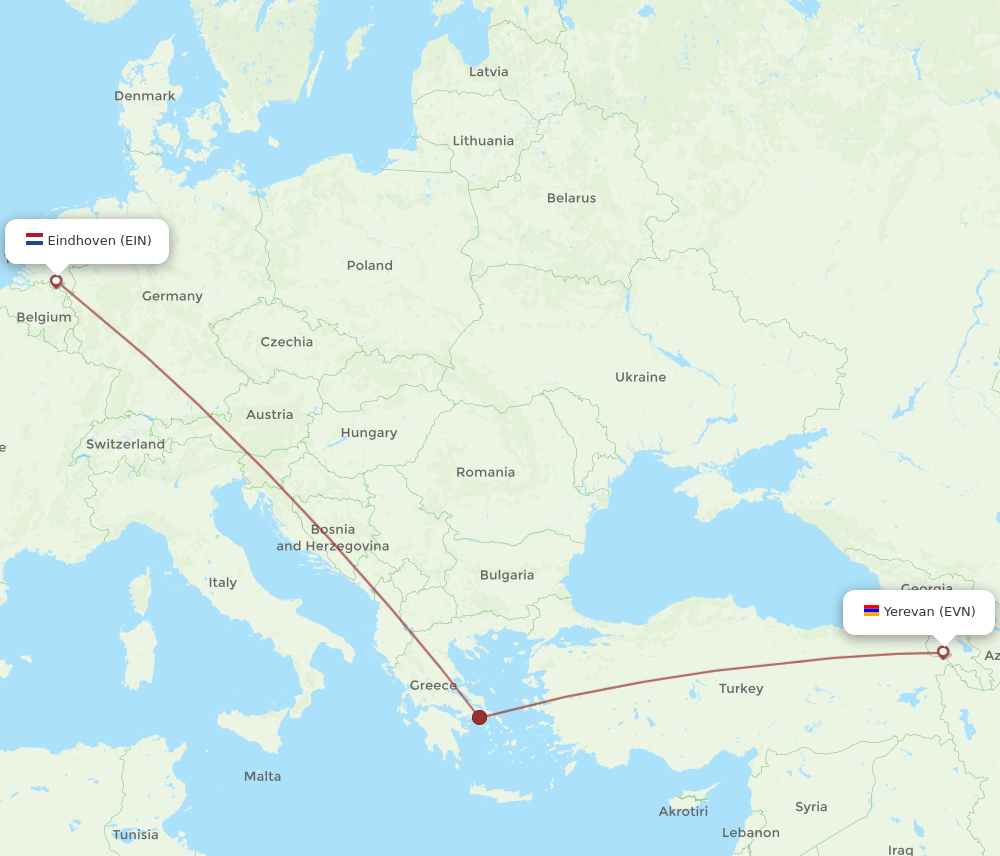 EIN-EVN flight routes
