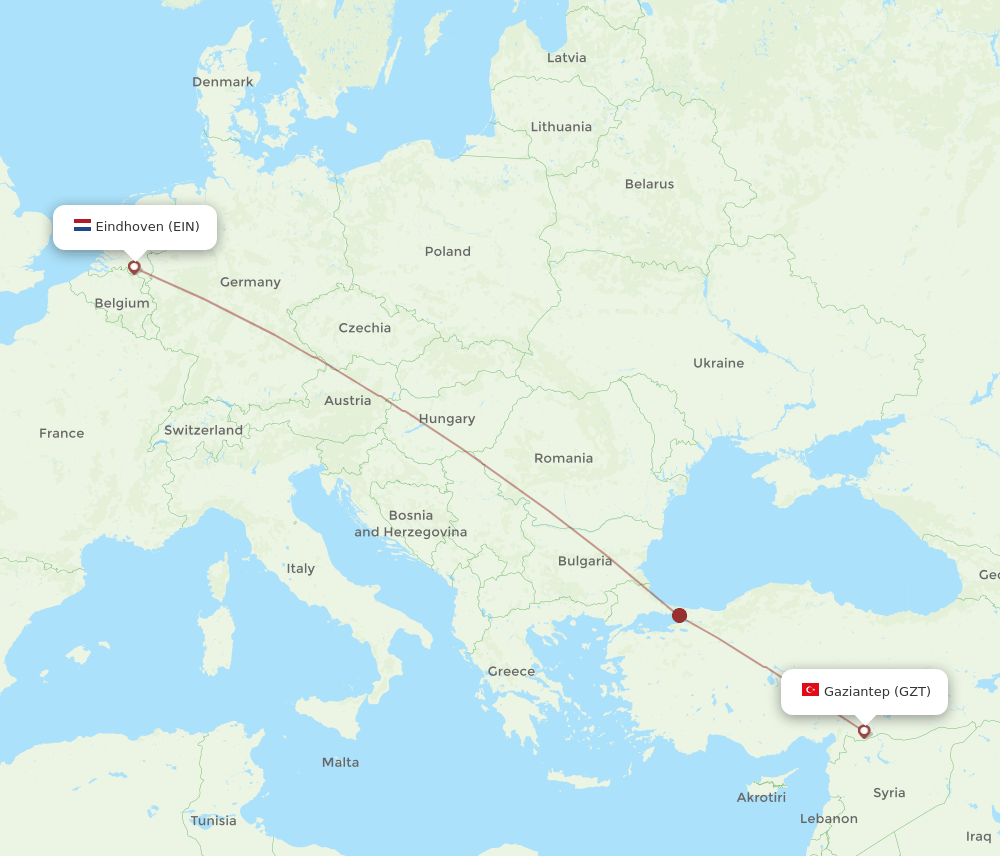 EIN-GZT flight routes