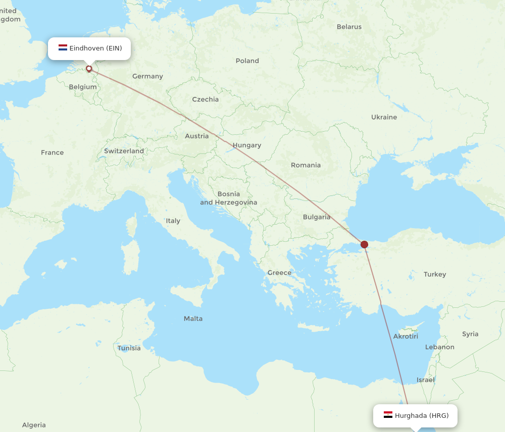 EIN to HRG flights and routes map