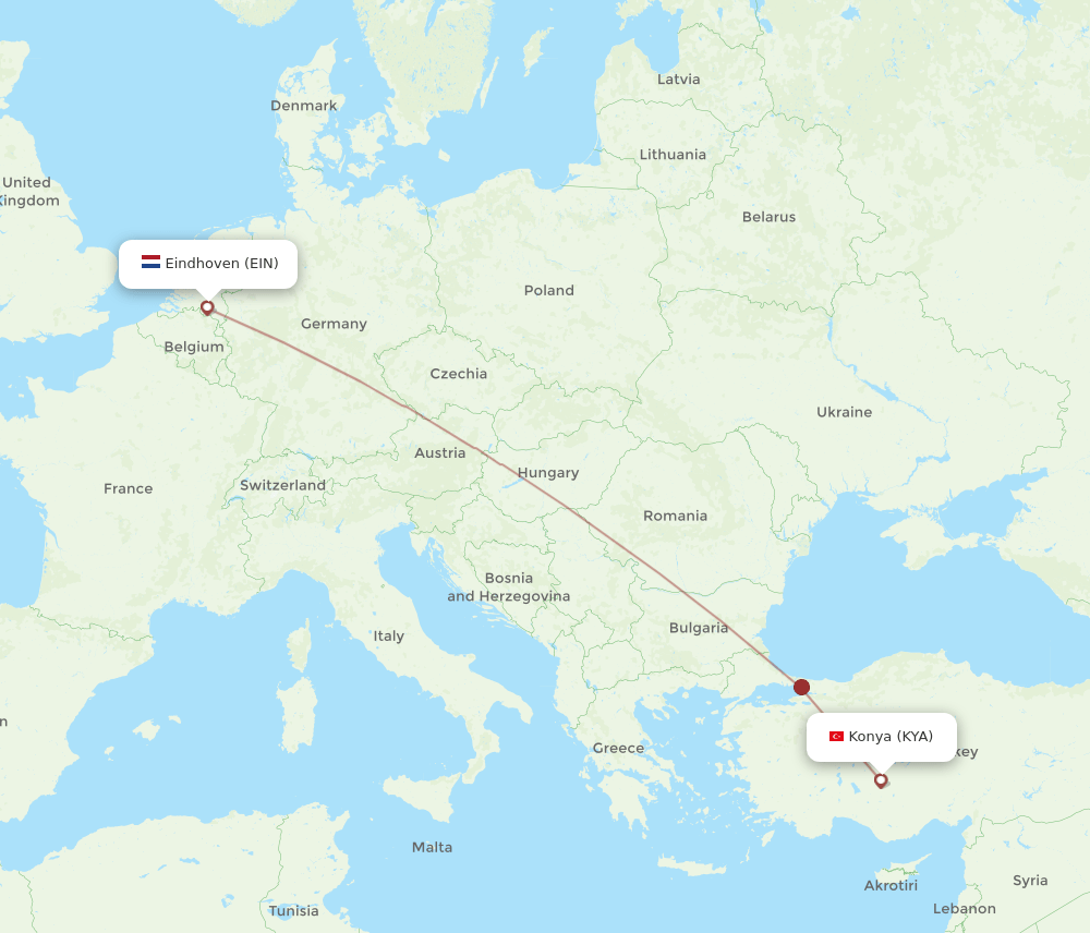 EIN-KYA flight routes