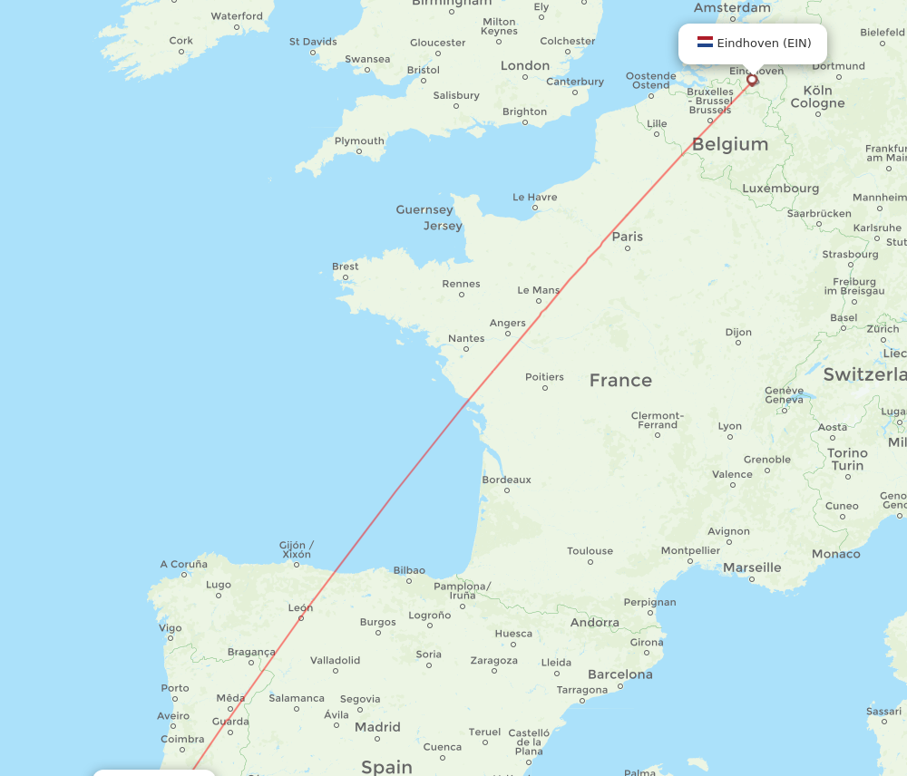 EIN to LIS flights and routes map
