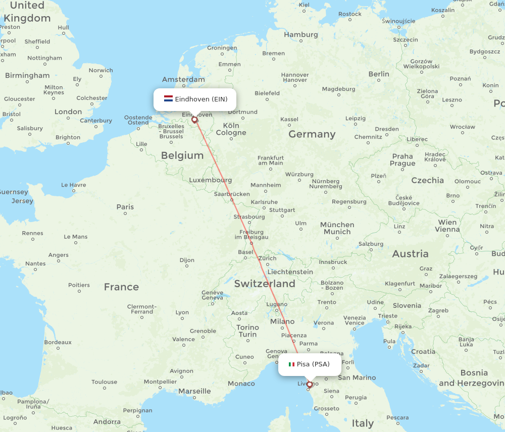EIN to PSA flights and routes map