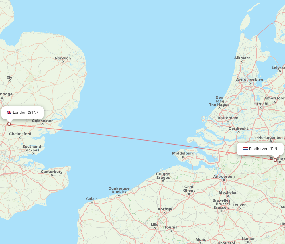 EIN to STN flights and routes map
