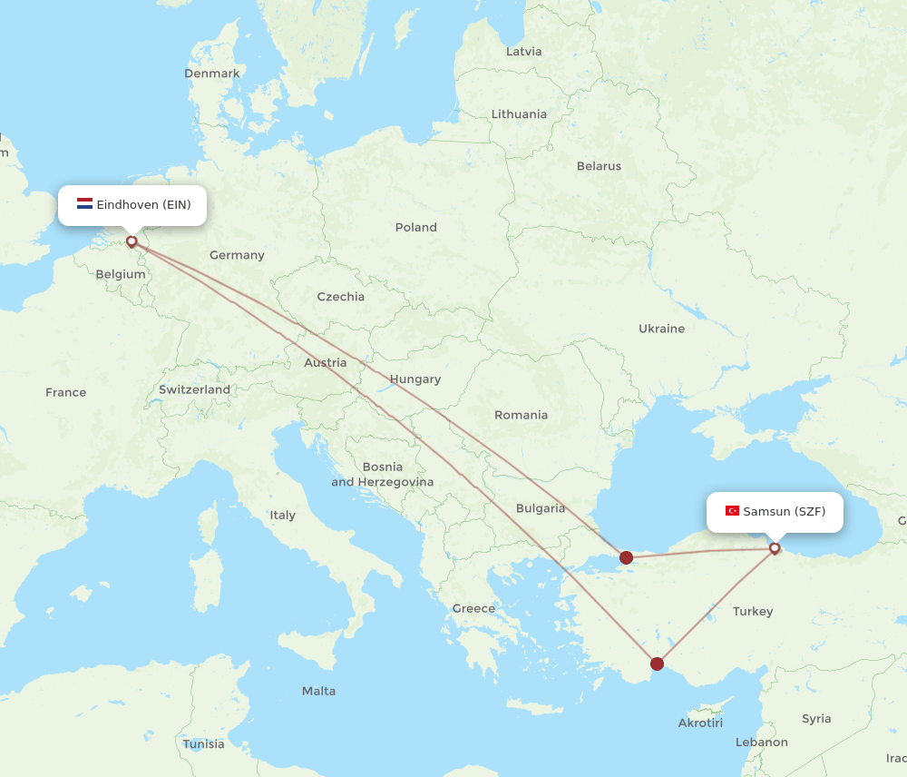 EIN to SZF flights and routes map