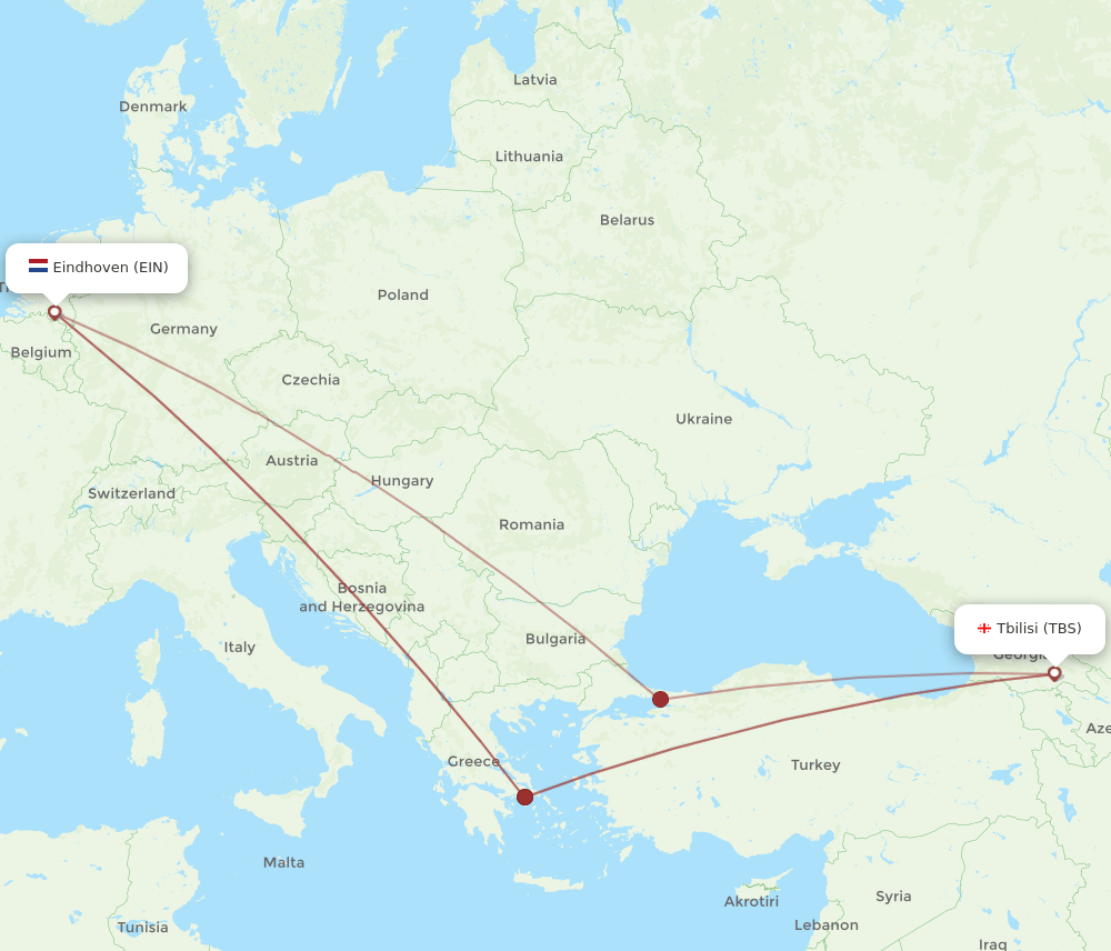 EIN-TBS flight routes