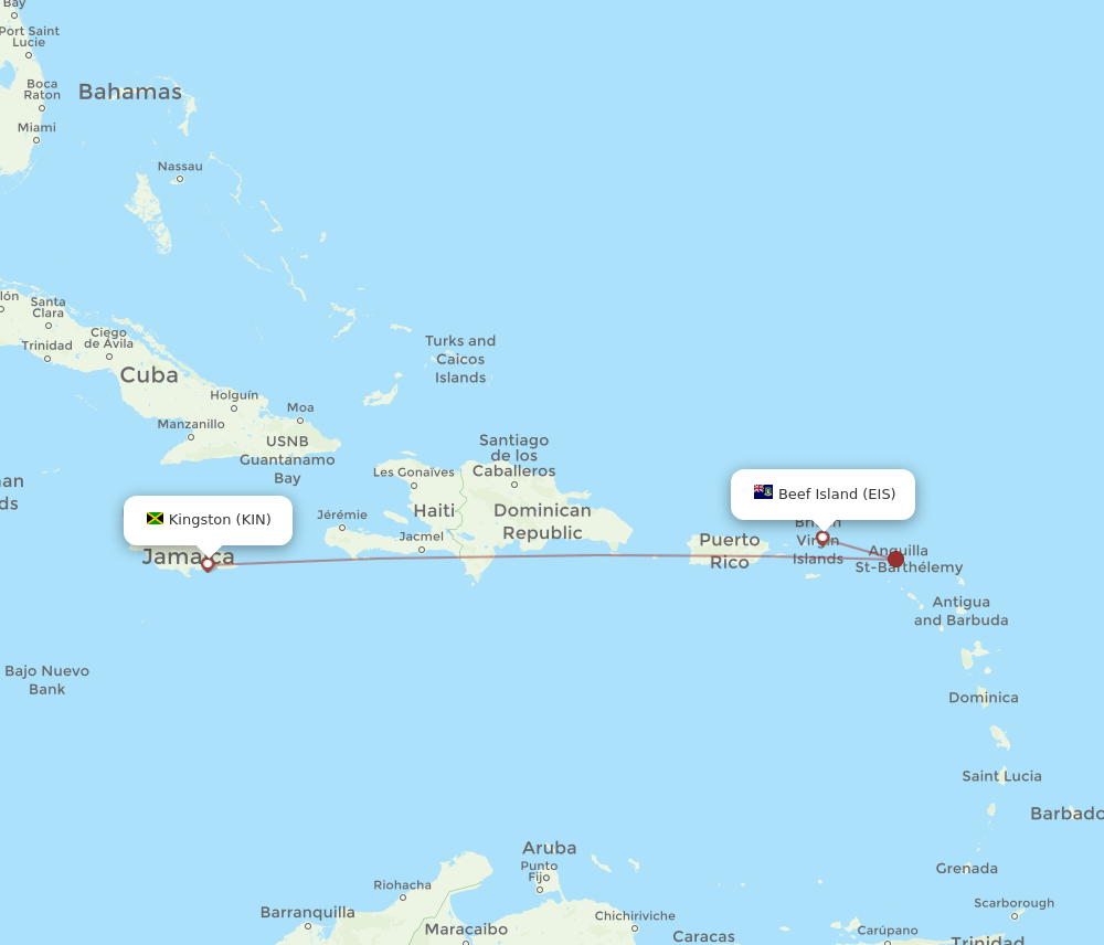 EIS-KIN flight routes