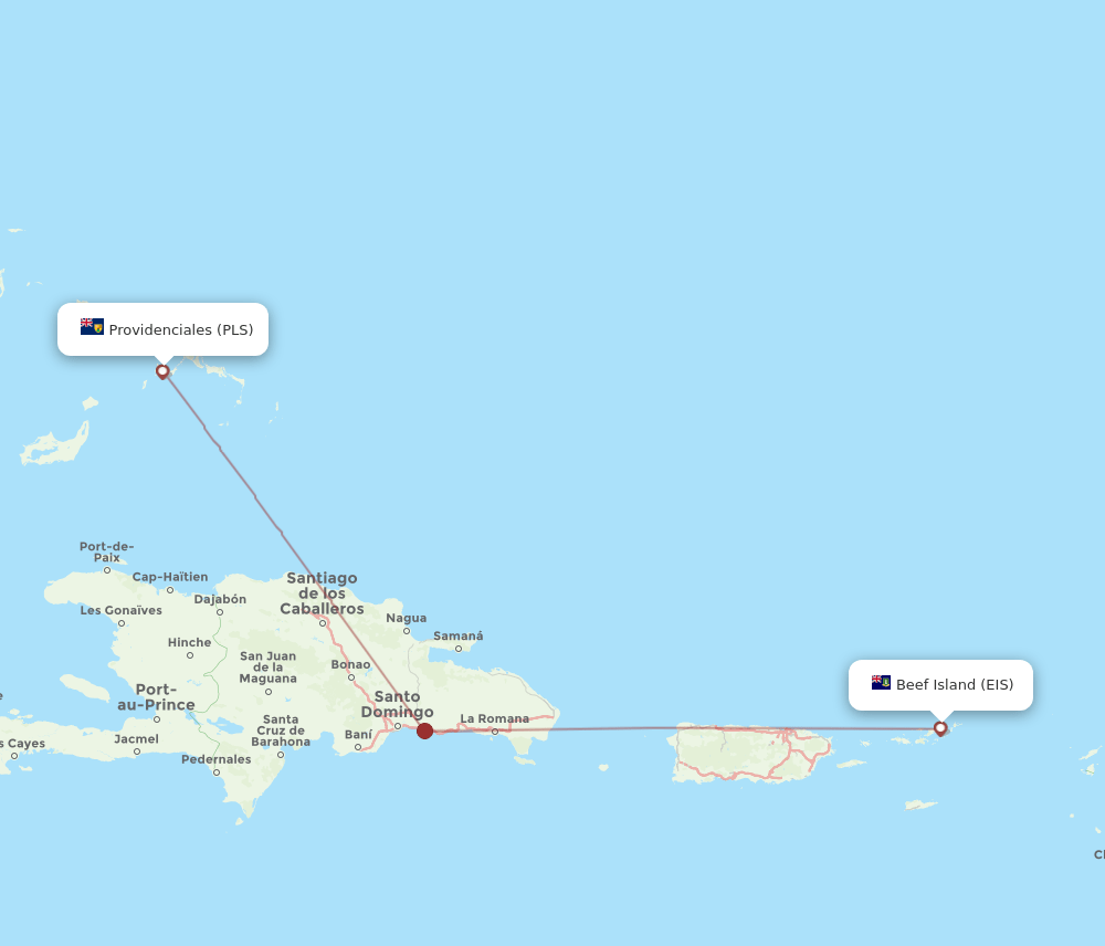 EIS to PLS flights and routes map