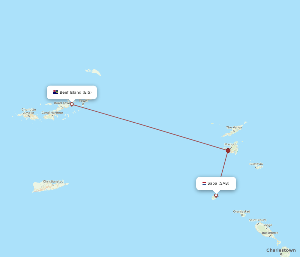 EIS-SAB flight routes