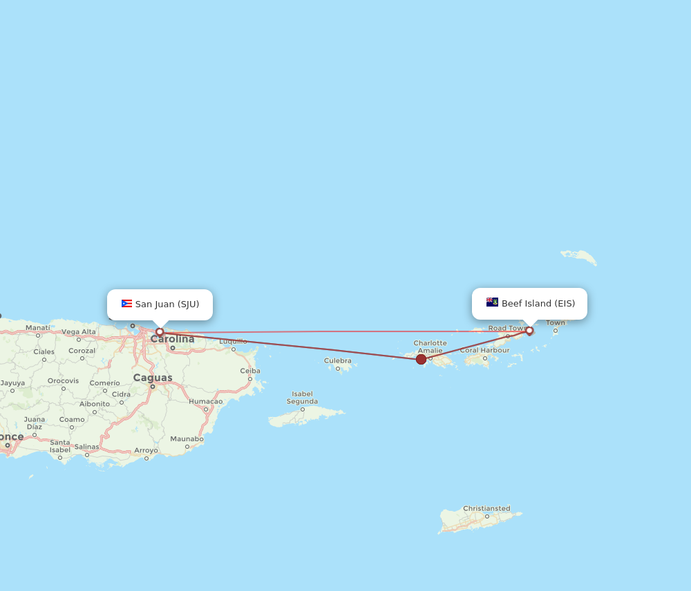 EIS to SJU flights and routes map