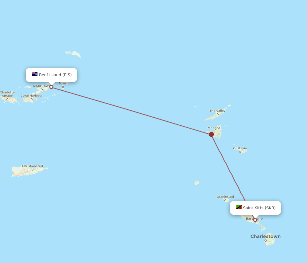 EIS to SKB flights and routes map