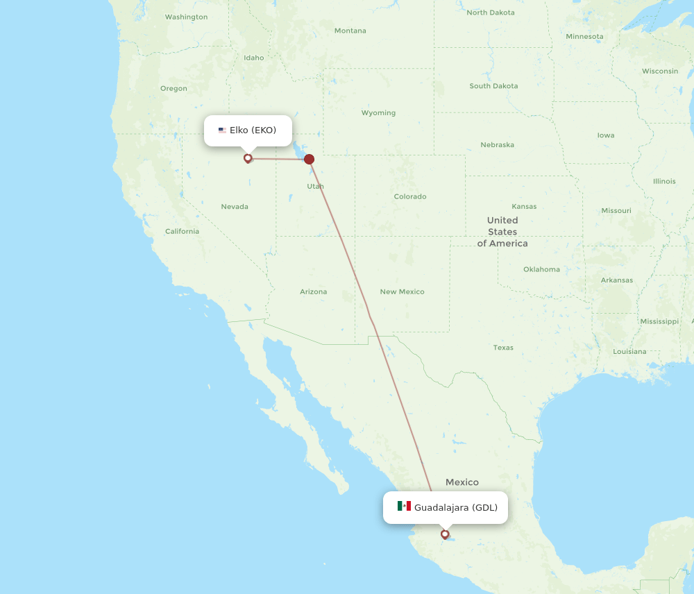 EKO-GDL flight routes