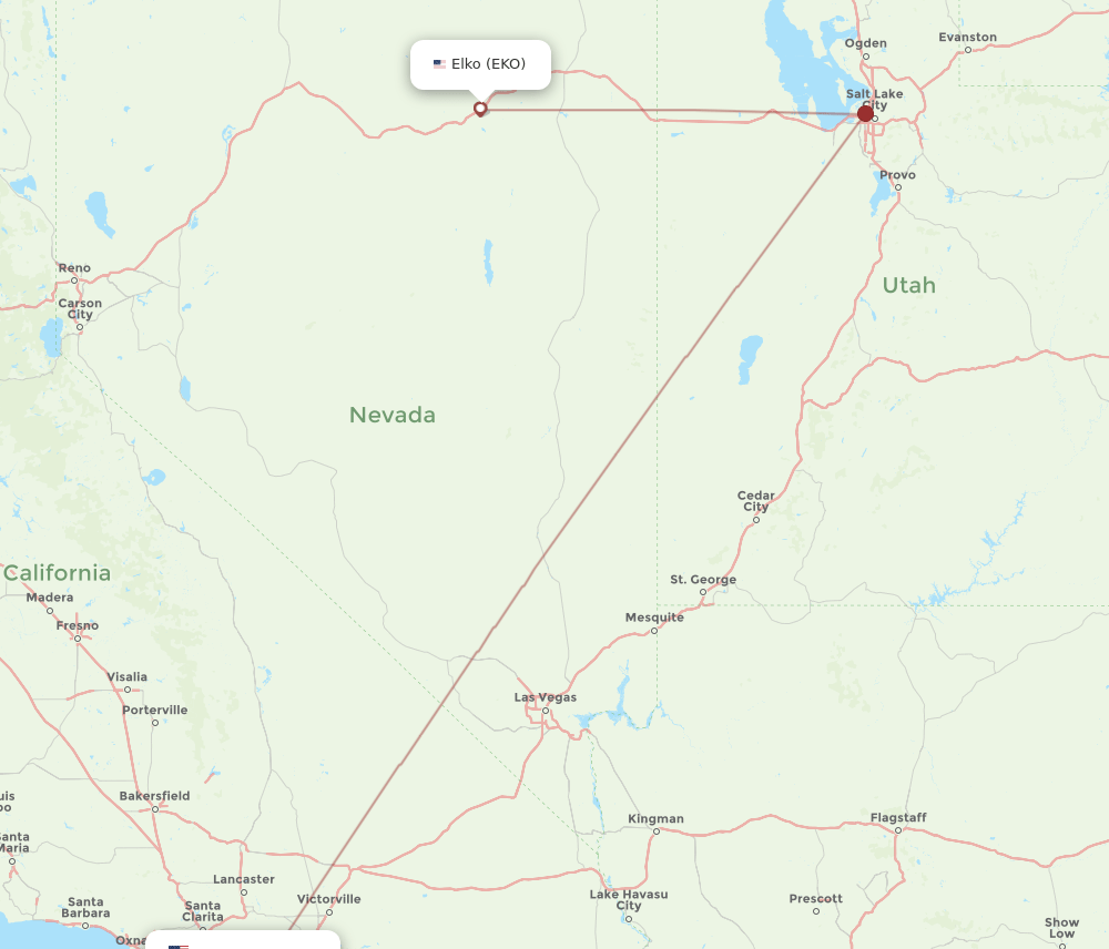 EKO-LGB flight routes