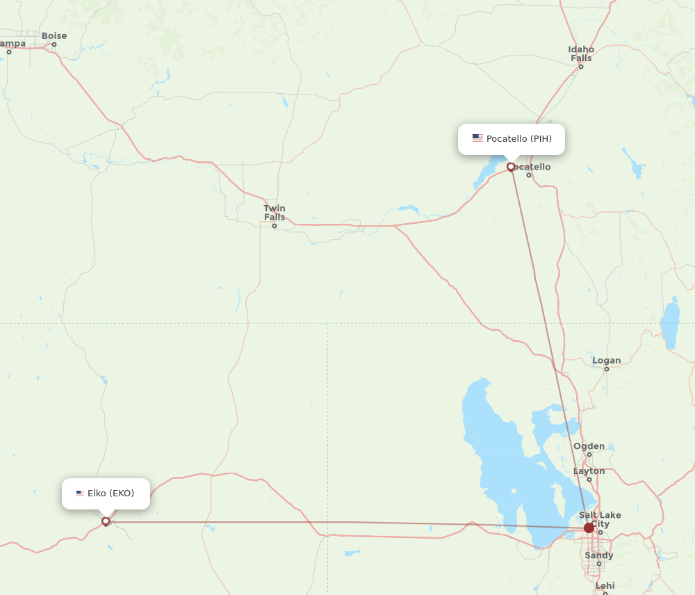 EKO-PIH flight routes
