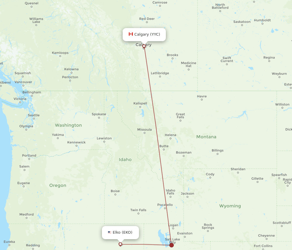 EKO-YYC flight routes
