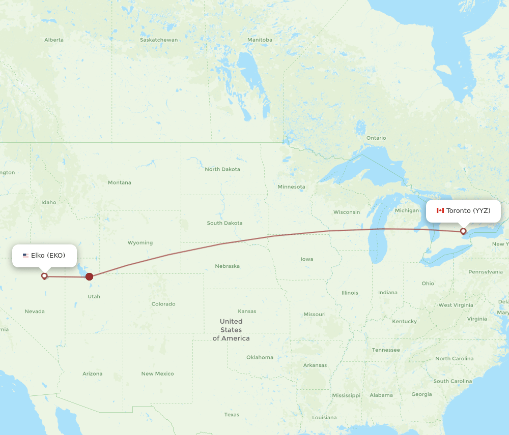 EKO to YYZ flights and routes map