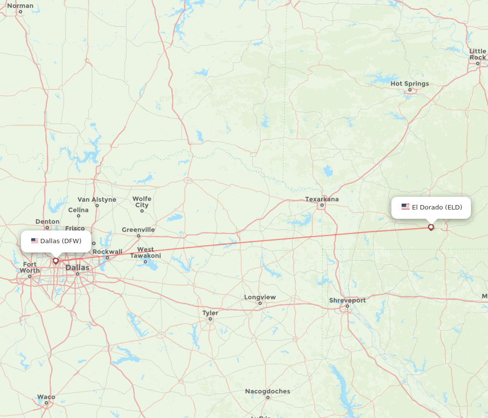 El Dorado - Dallas route map and flight paths