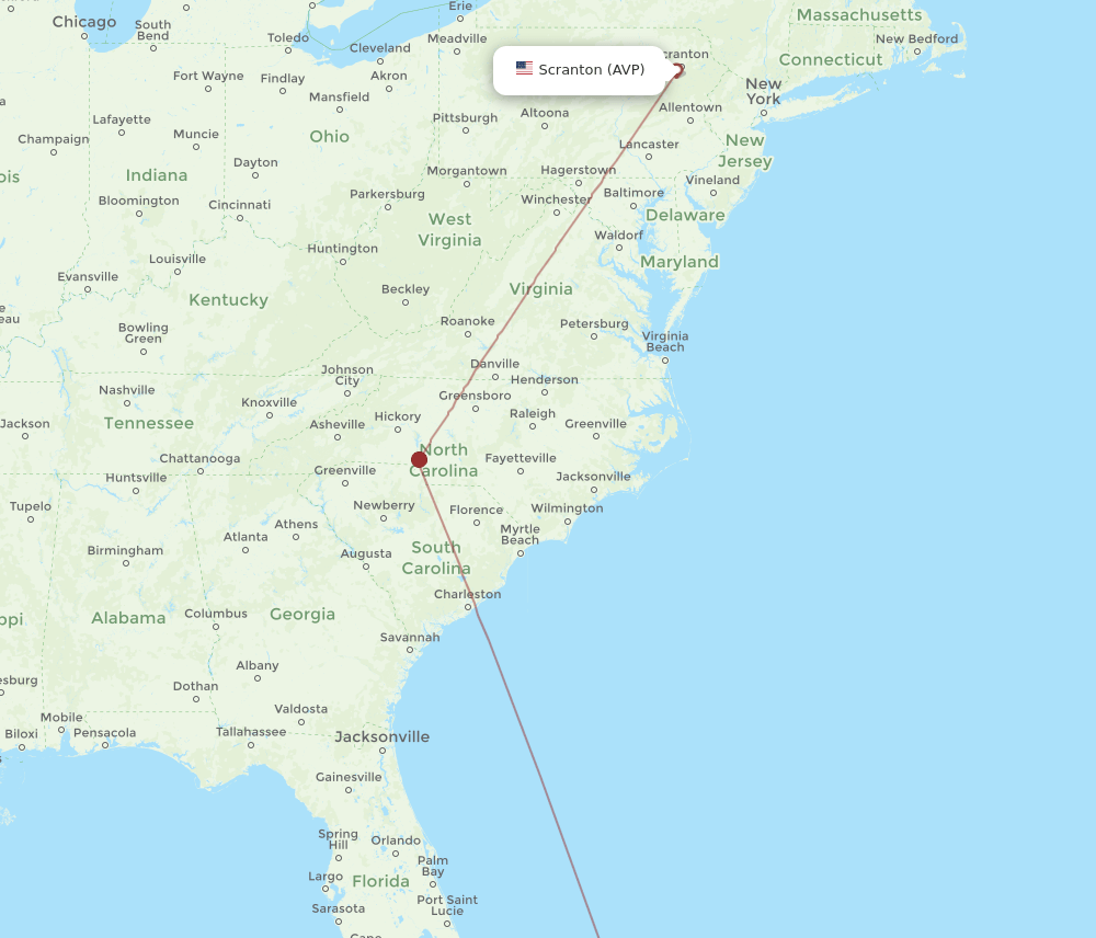 ELH-AVP flight routes