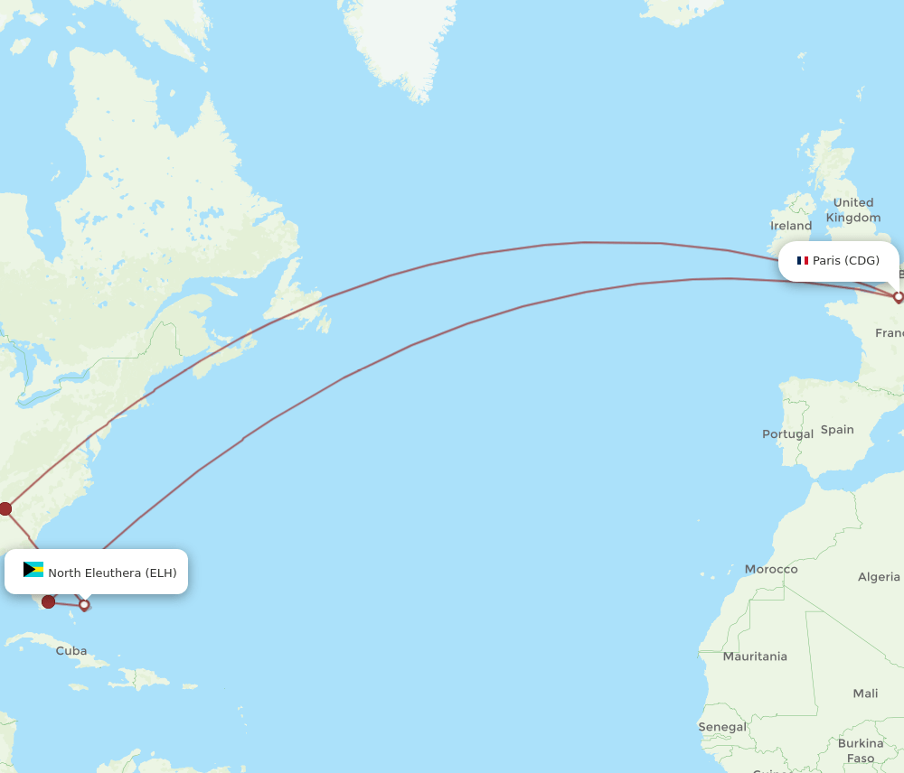 ELH-CDG flight routes