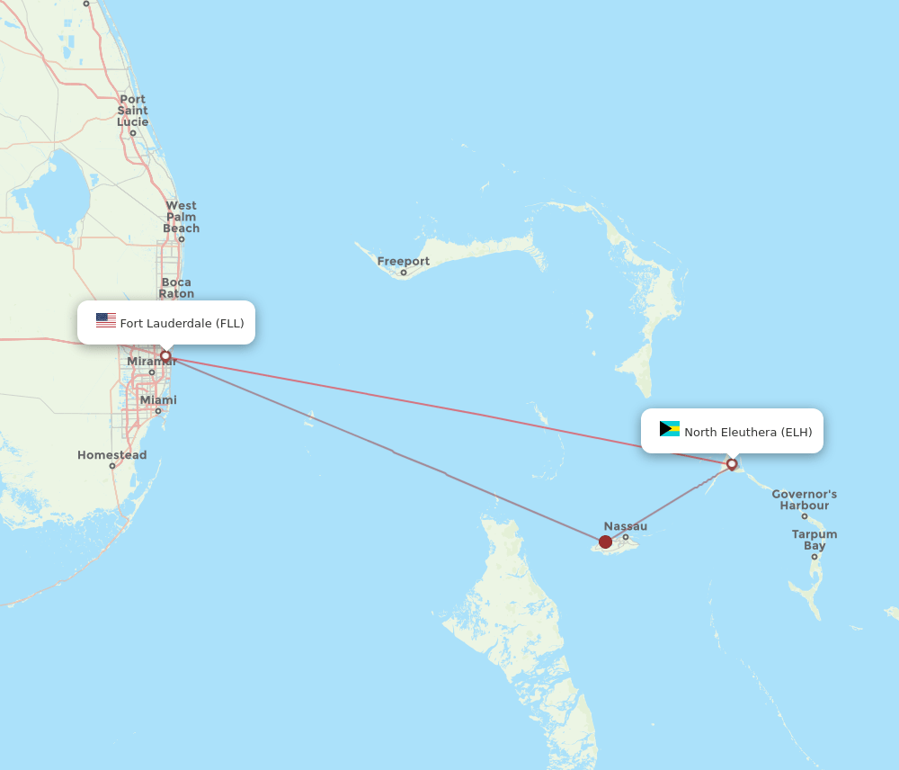 ELH-FLL flight routes