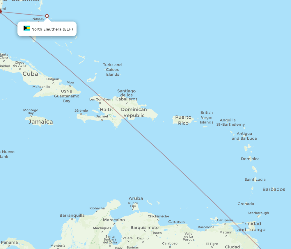 ELH-GEO flight routes