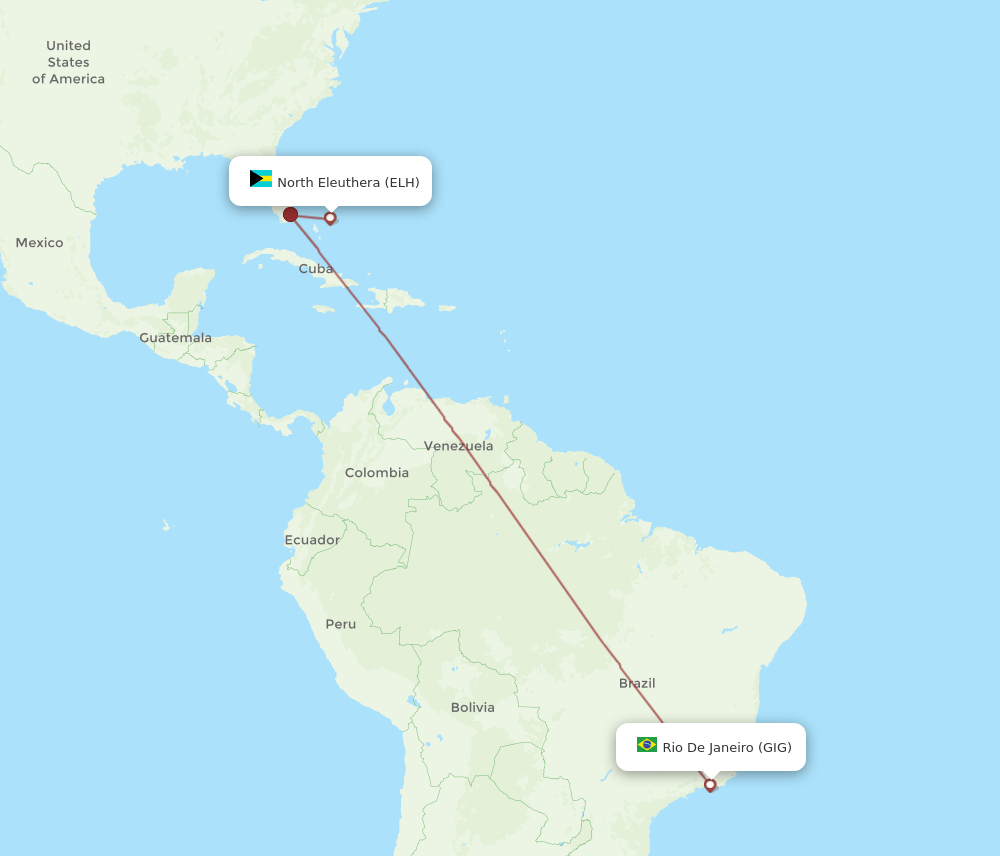ELH-GIG flight routes