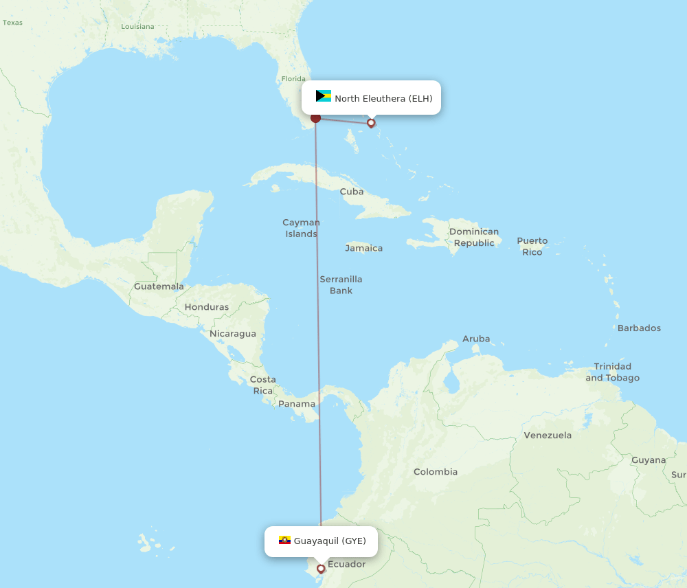 ELH-GYE flight routes