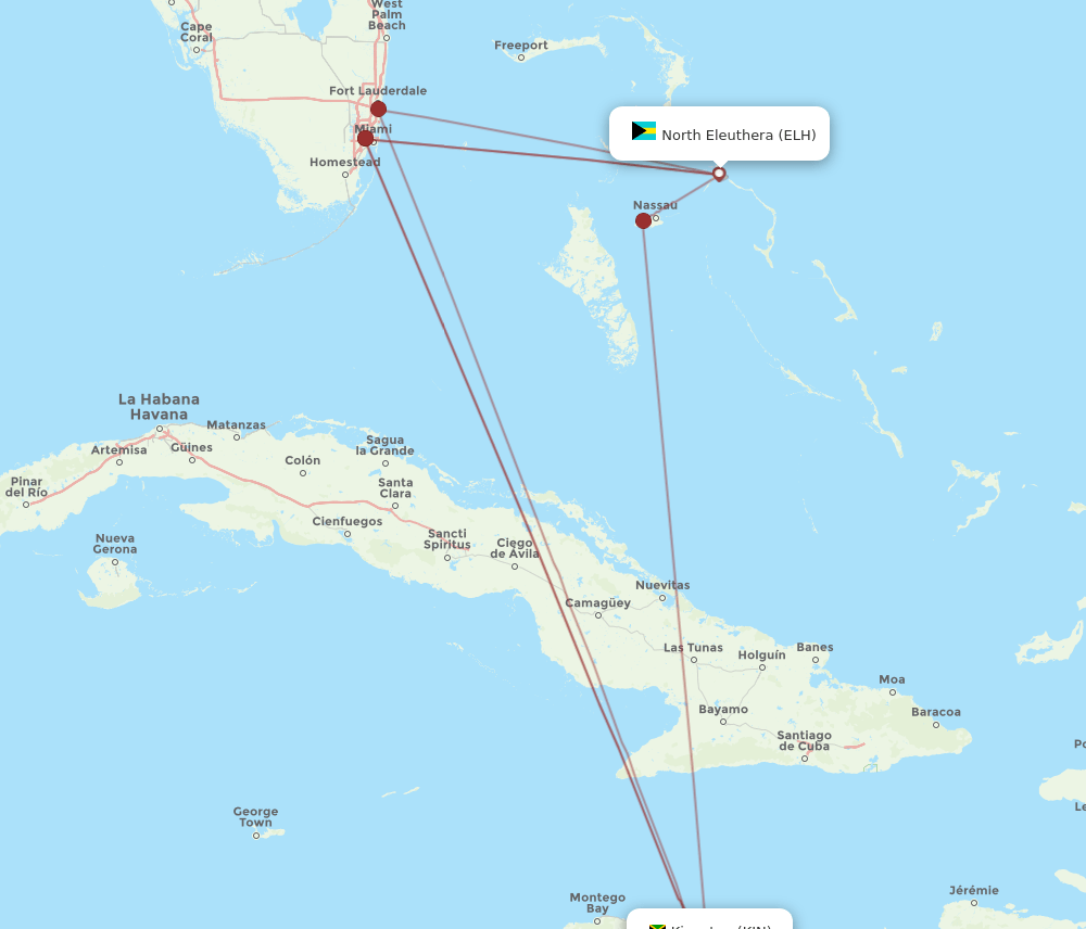 ELH-KIN flight routes