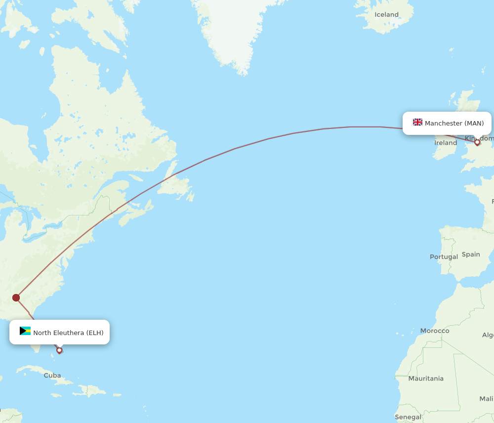 ELH-MAN flight routes