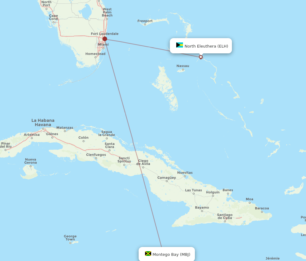 ELH-MBJ flight routes