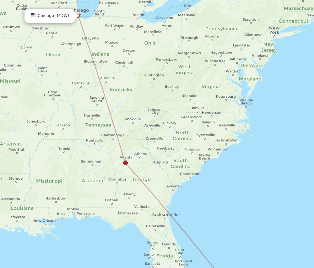 ELH-MDW flight routes