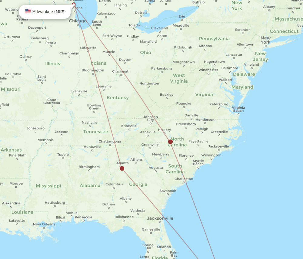 ELH-MKE flight routes