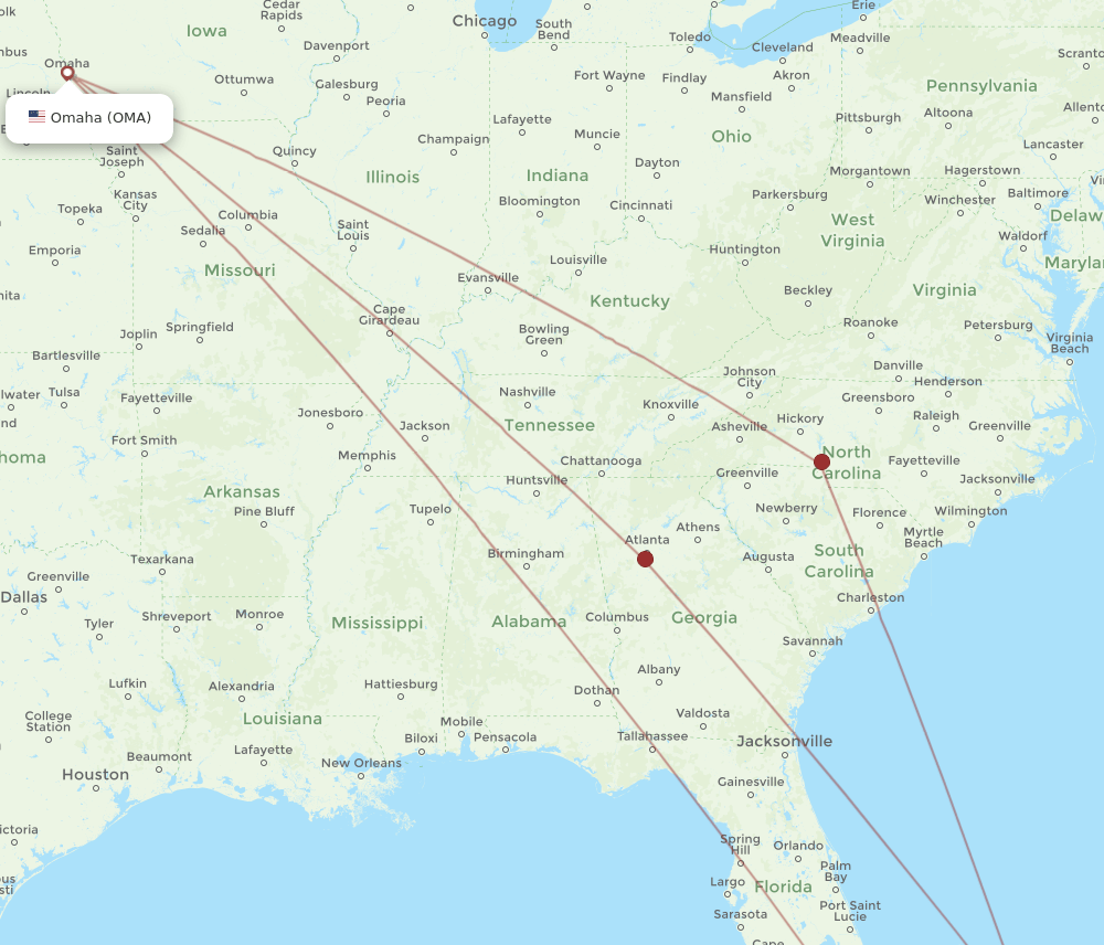 ELH-OMA flight routes