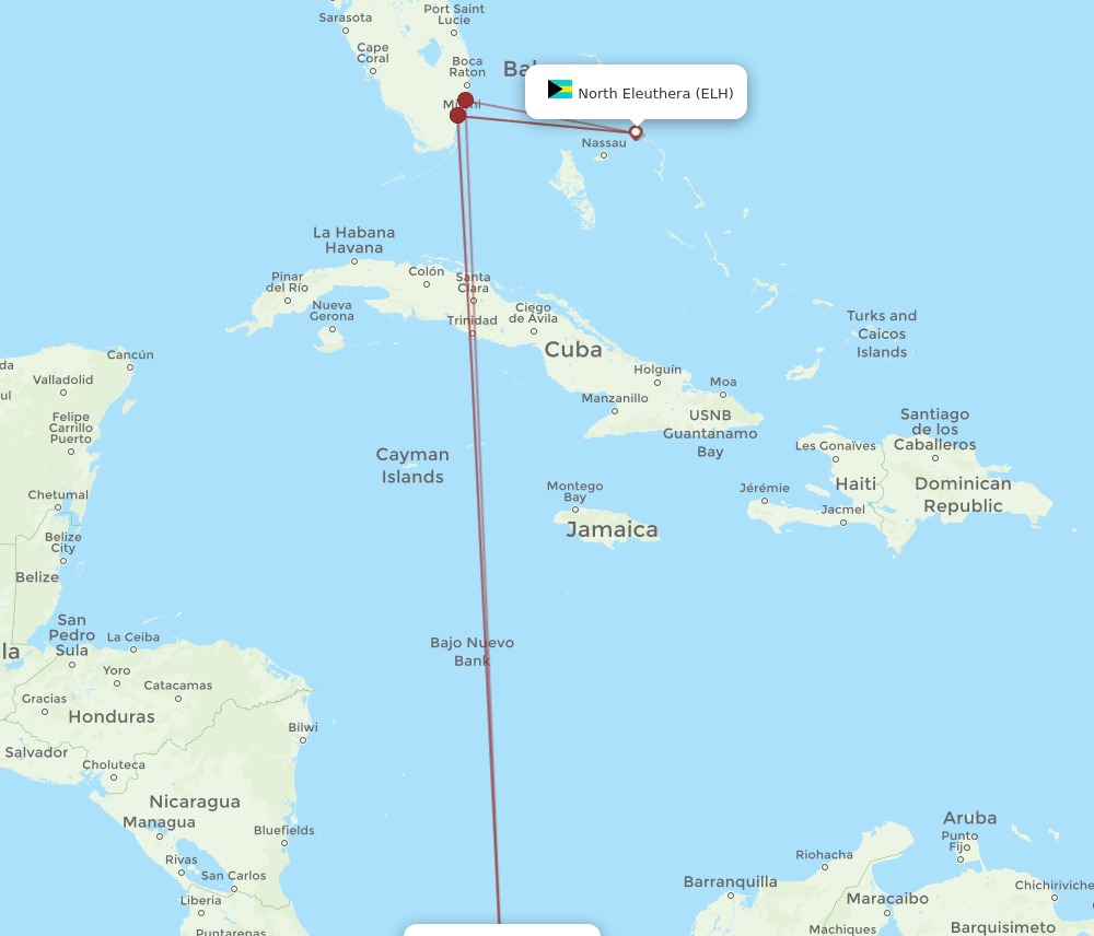 ELH-PTY flight routes