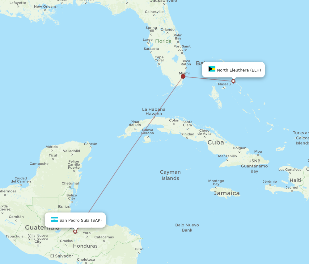 ELH-SAP flight routes