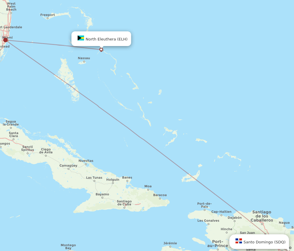 ELH-SDQ flight routes