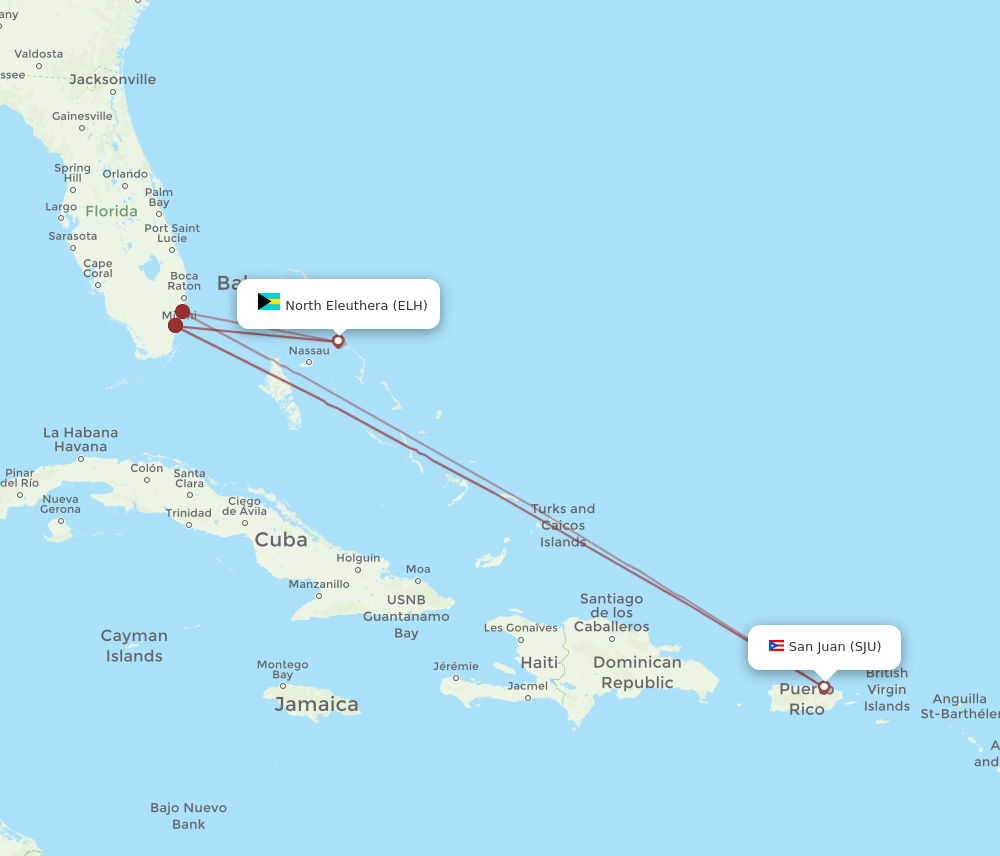 ELH-SJU flight routes