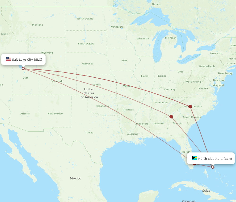 ELH-SLC flight routes