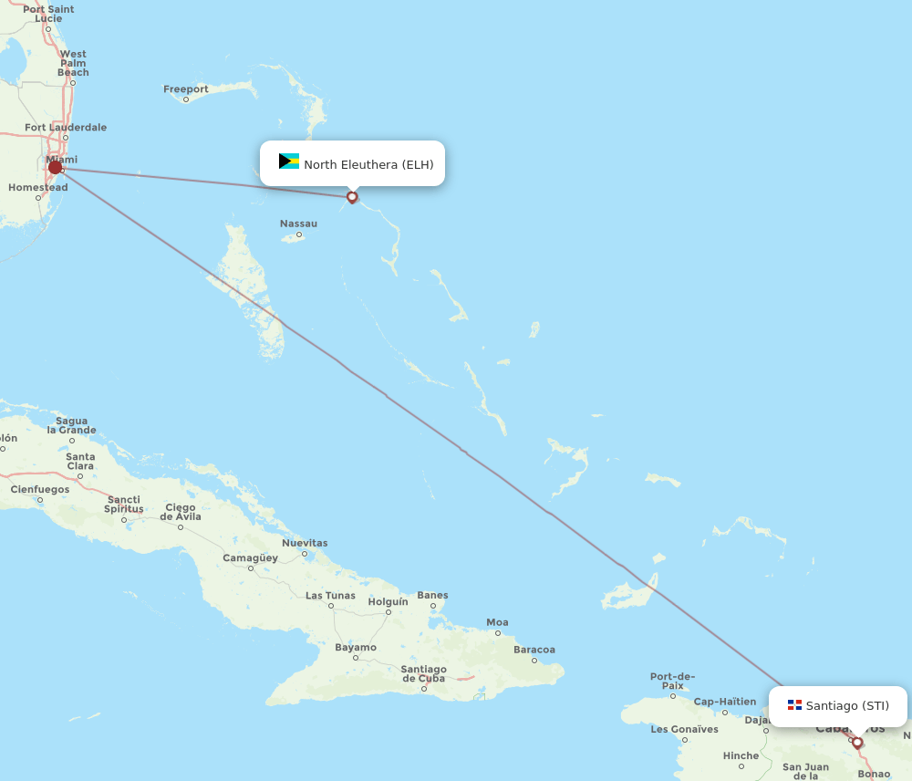 ELH-STI flight routes