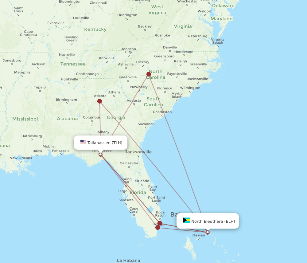 ELH-TLH flight routes