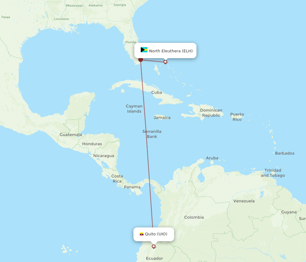 ELH-UIO flight routes