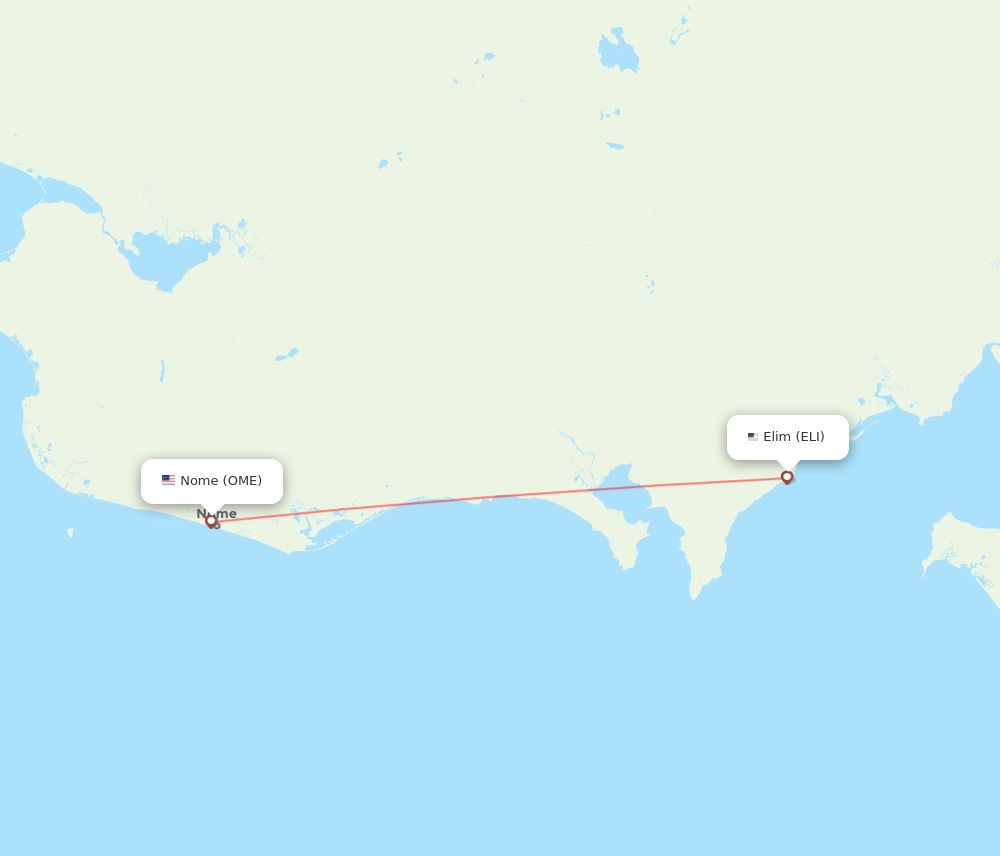 ELI to OME flights and routes map