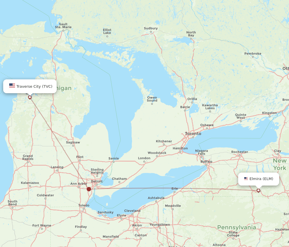 ELM-TVC flight routes