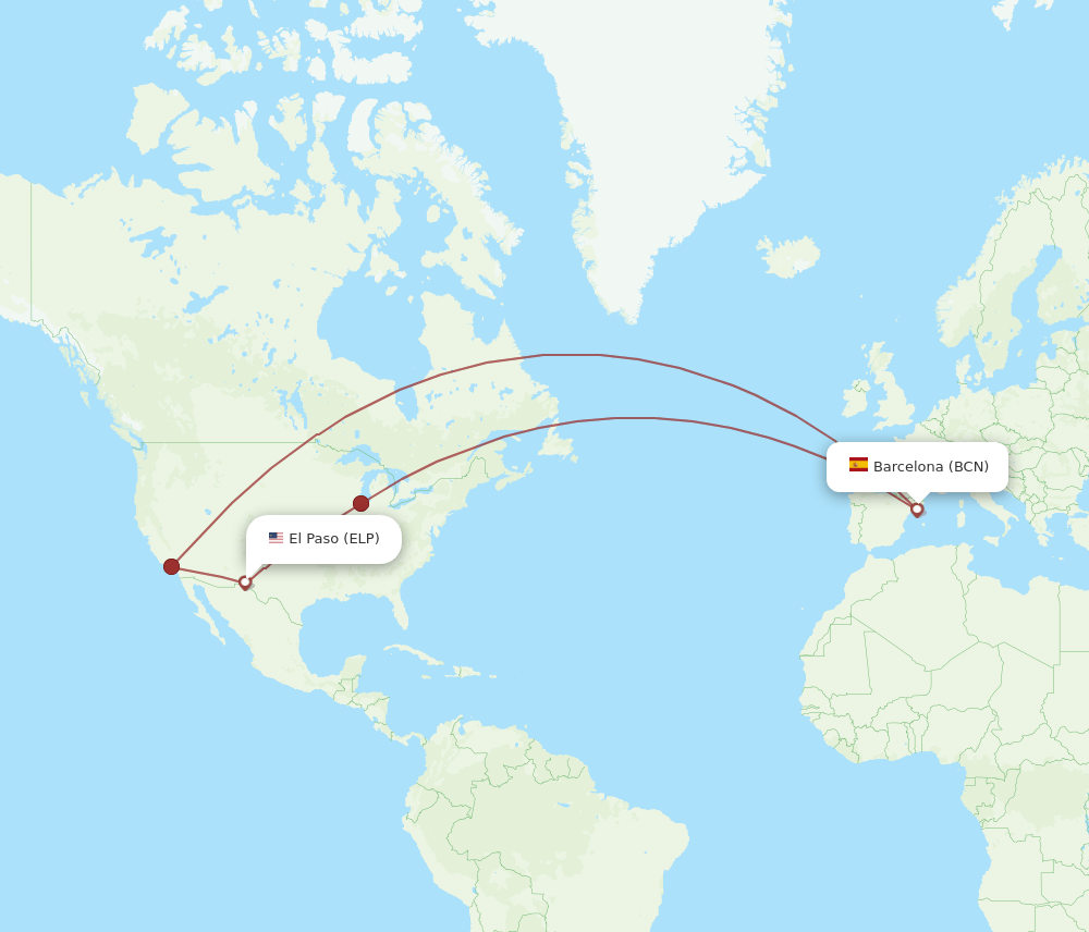 ELP-BCN flight routes