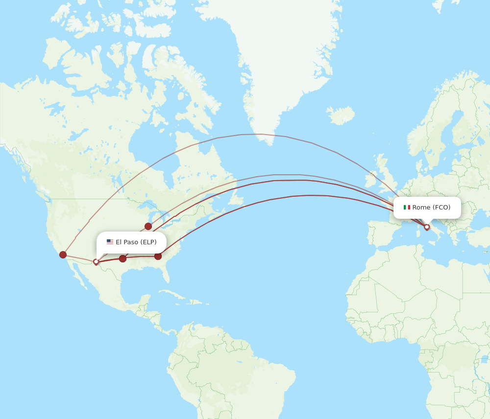 ELP-FCO flight routes