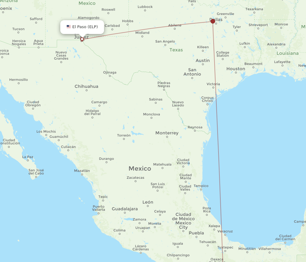 ELP-HUX flight routes