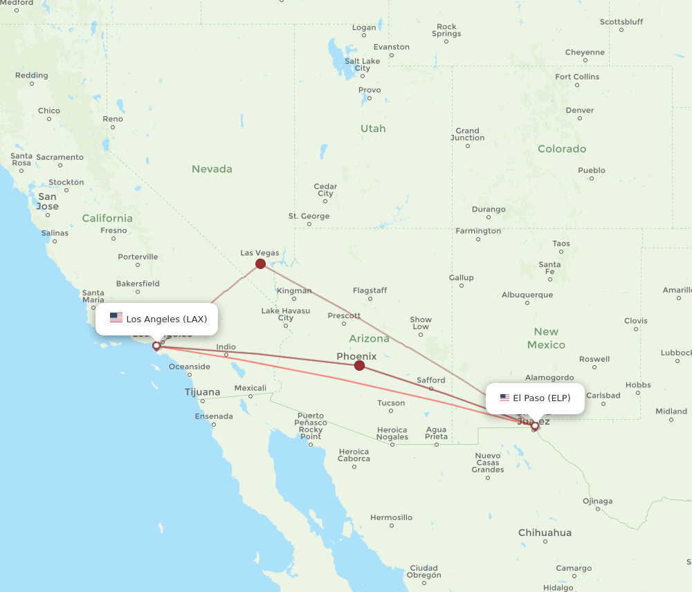 ELP-LAX flight routes