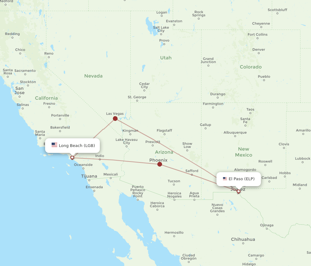 ELP-LGB flight routes