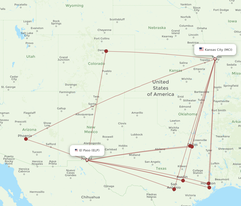 ELP-MCI flight routes
