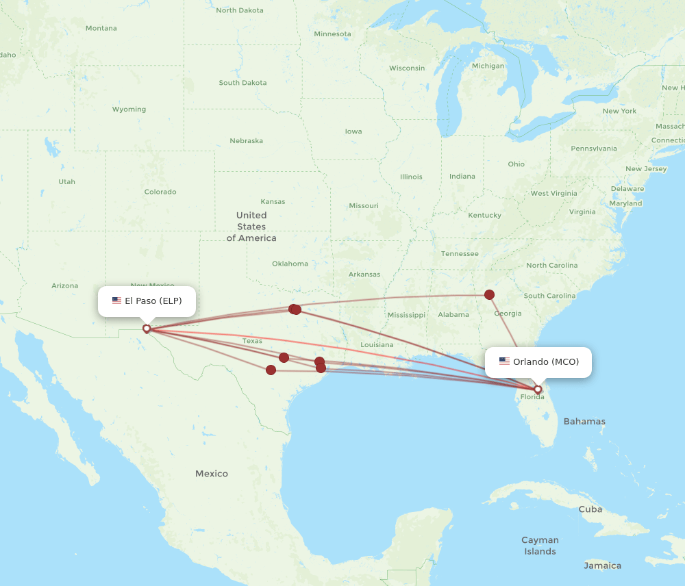 ELP-MCO flight routes