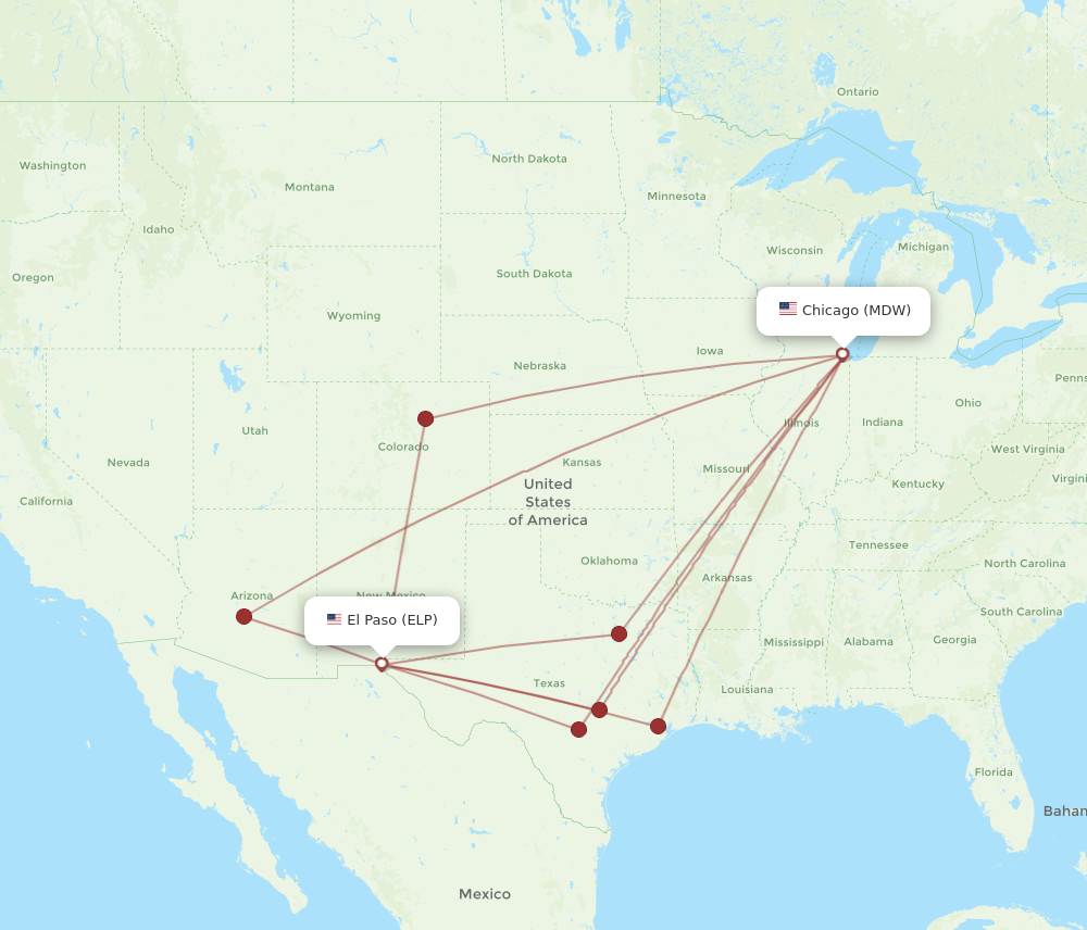 ELP to MDW flights and routes map